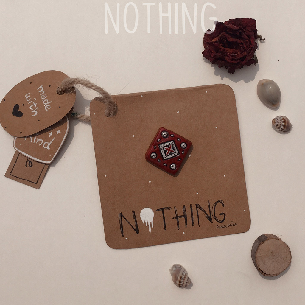 crimson ajrak brooch/pin