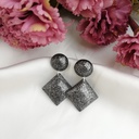 Black &amp; Silver Square Earrings
