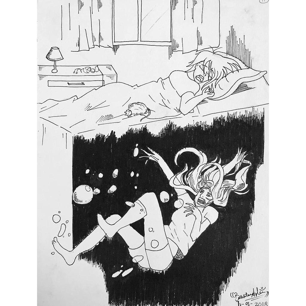 Falling to the Unknown - Line Art