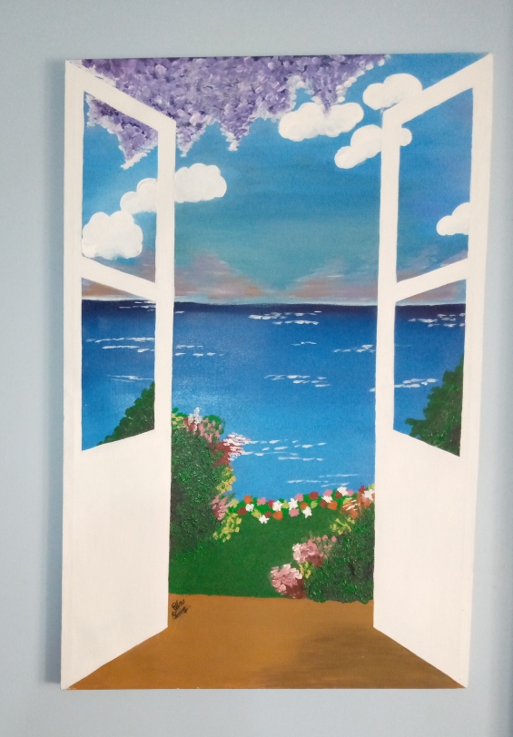 Seaside view from window