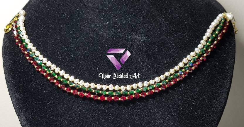 Real pearls and Swarovski crystals anklet