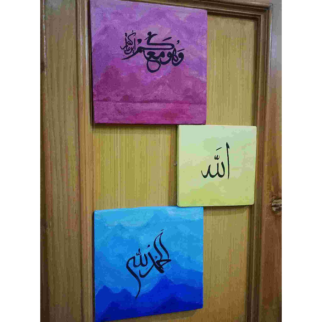 3 canvases of Painted calligraphycalligraphy.8,6,8&quot;