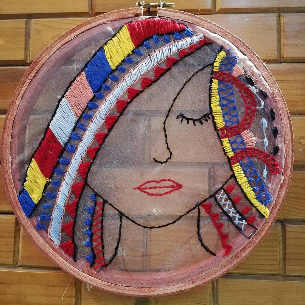 8" Vibrant embroidered girl