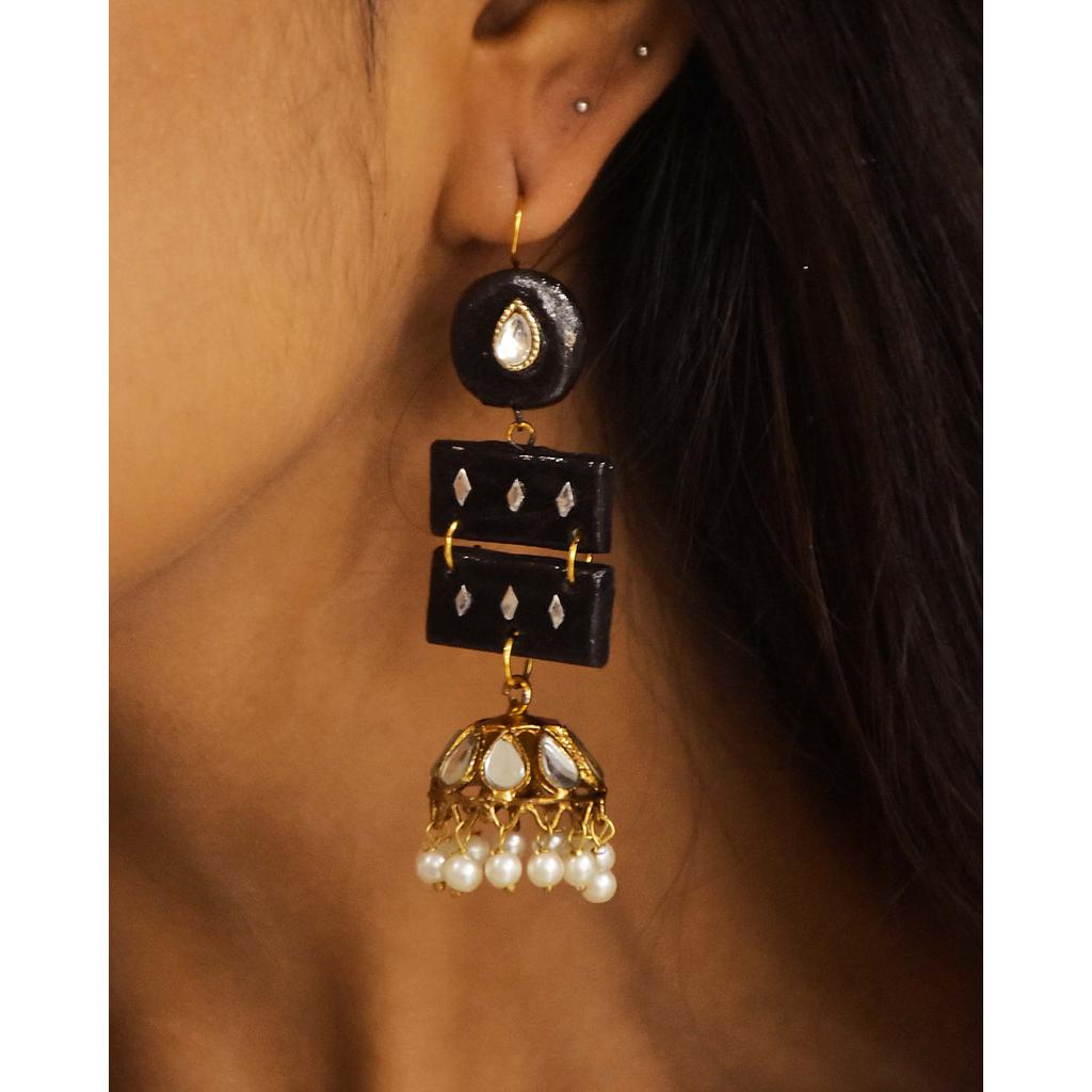 Black Kundan Earrings