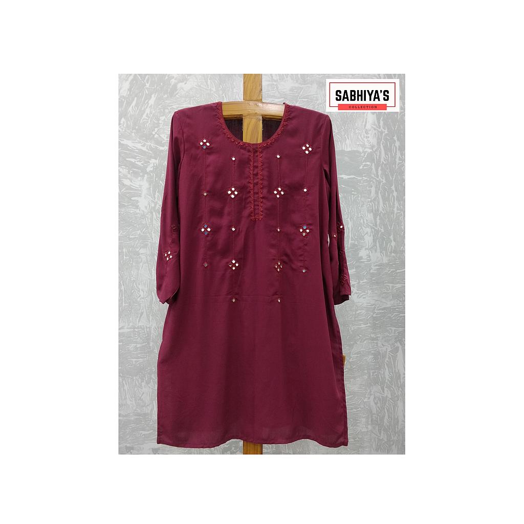 Maroon Glass & Embroidery Shirt