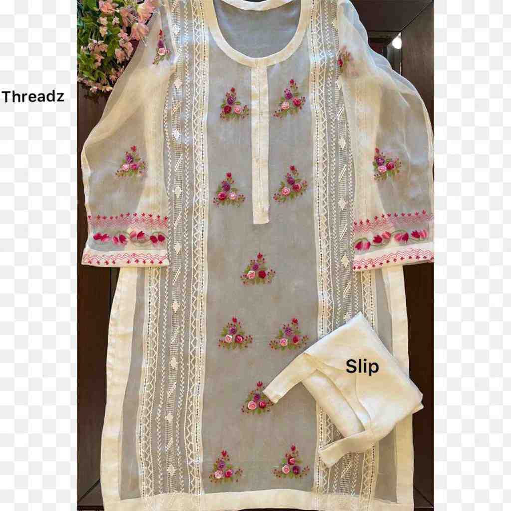 Hand Embroidered Shirt with Tarkashi,Satin Stitch and Buttonhole Stitch