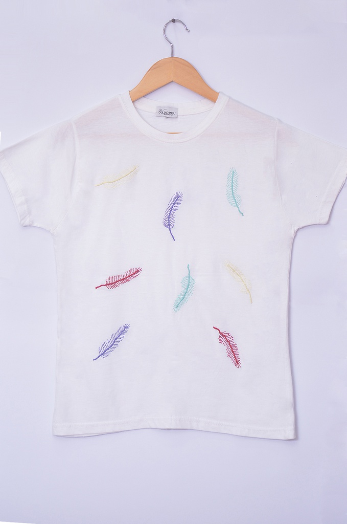 Feather Hand Embroidery UNISEX T-Shirt
