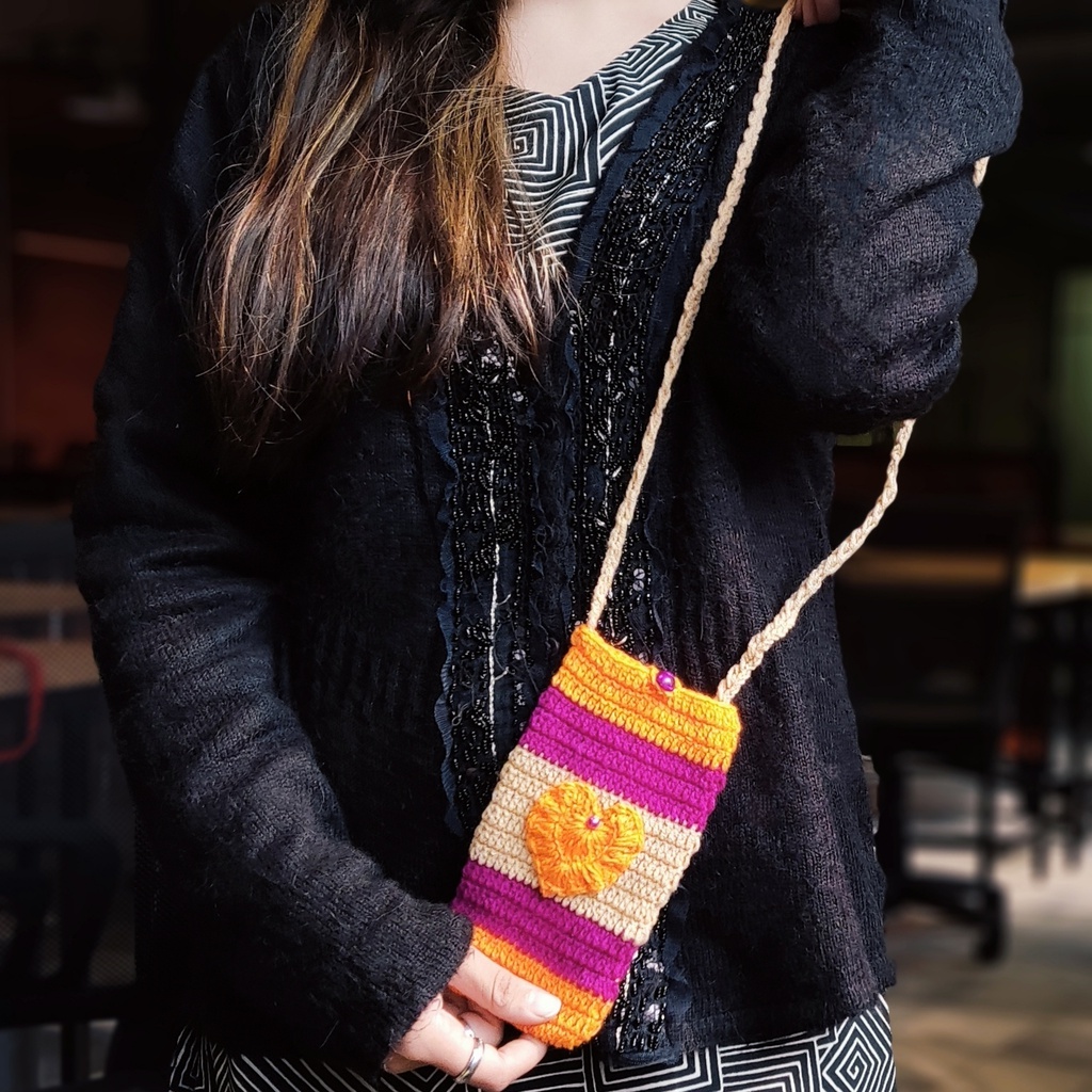 Multicolor Crochet Mobile Pouch Vceela Online marketplace for