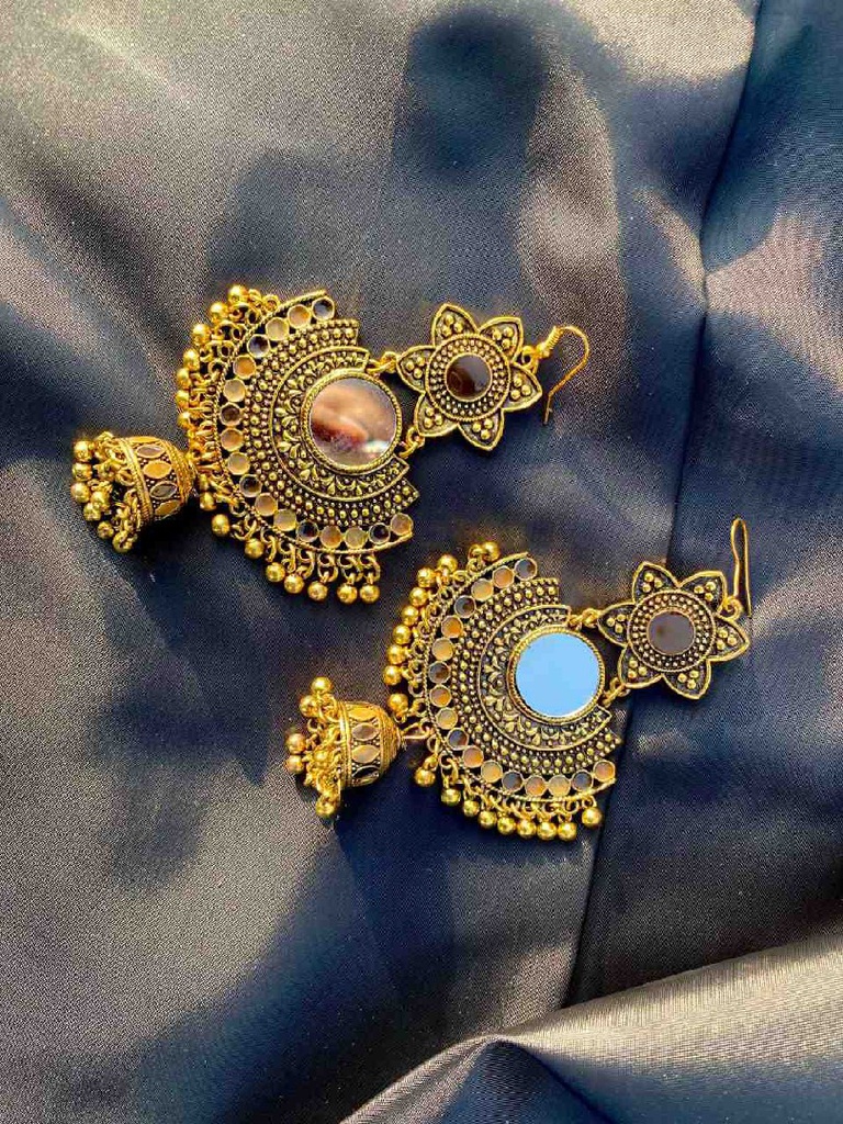 Antique Hand Crafted oxidized Jhumkay Earrings 