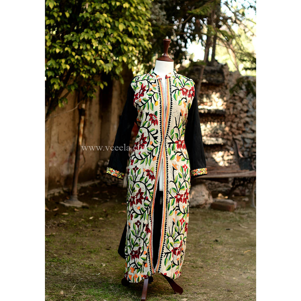 Kantha Work Embroidered Long Coat