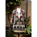 Long Embroidered Black Aplic Work Coat