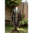 Black Deep Chiffon Embroidery Work Coat 