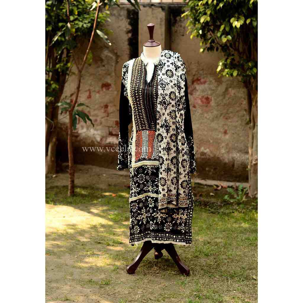 Embroidered Shit and Dupatta with Beads Work