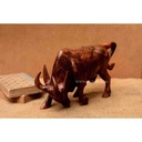 Cultural Wooden Bull Figure 
