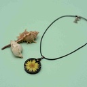 Resin Art Round Sunflower Pendent