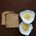 Crochet Bread and Eggs Coasters 