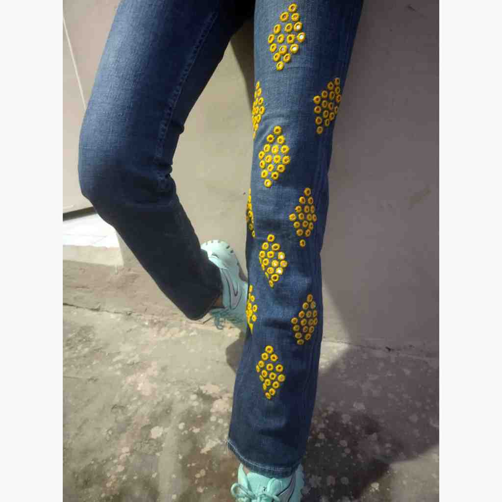 Denim Jeans with Beautiful Hand Embroidery  