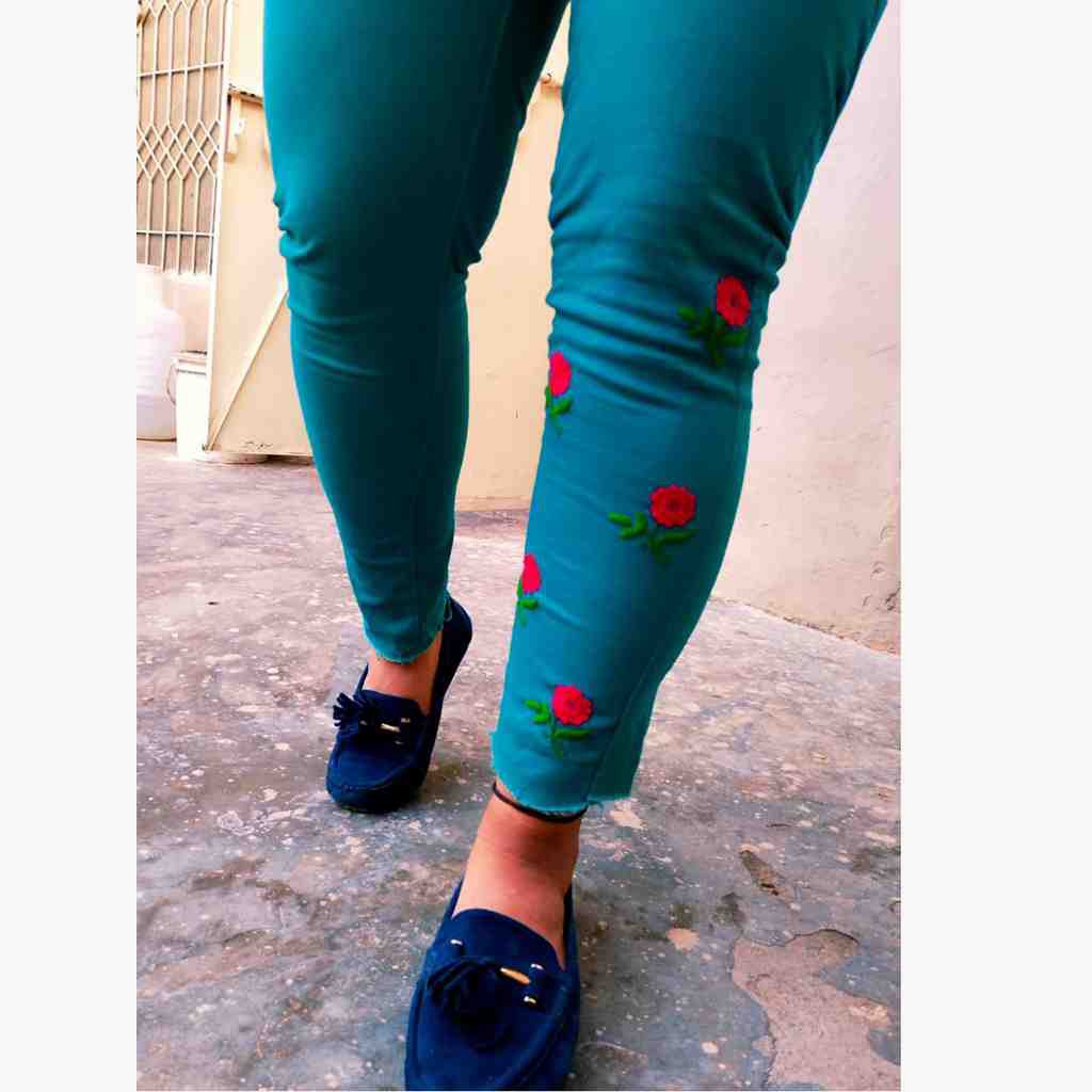 Denim Jeans with Beautiful Hand Embroidery   