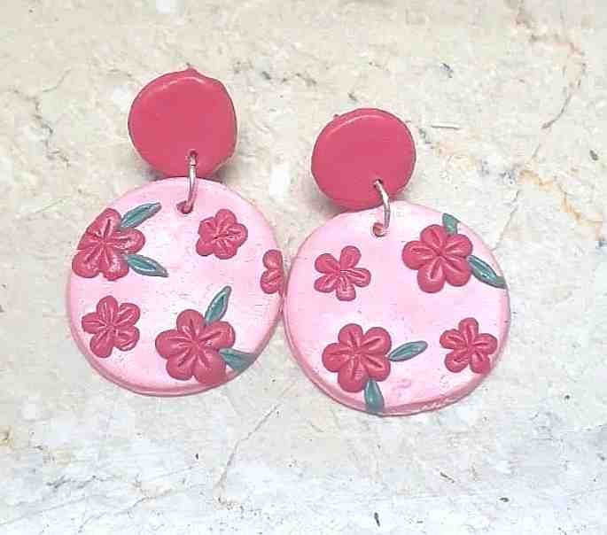 Pink Floral Drop Earrings