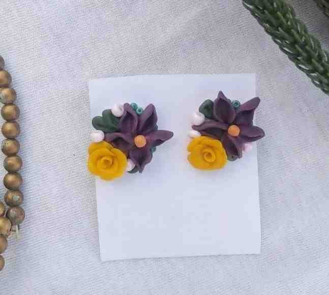 Purple Floral Studs
