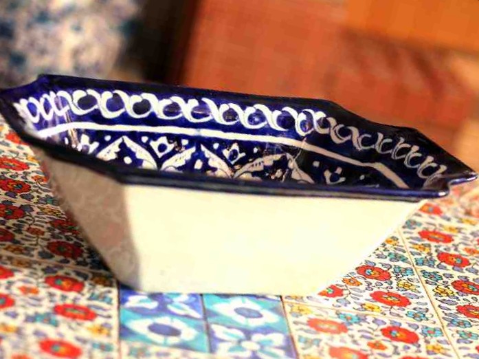 Blue Pottery Fruit Dish