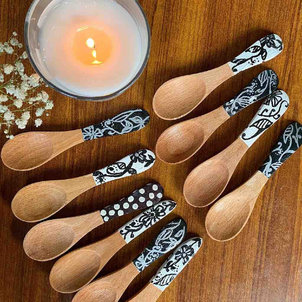 Handpainted Beechwood Spoons (Set of 6 Spoons)
