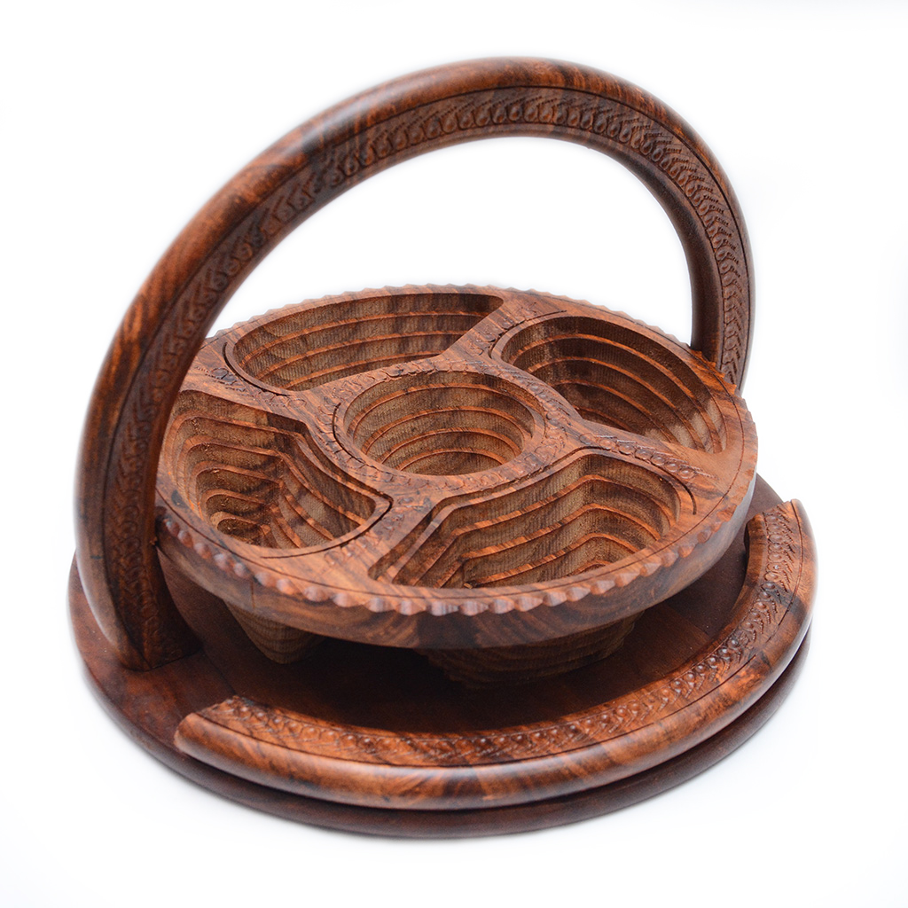 Handcrafted Wooden Collapsible Basket