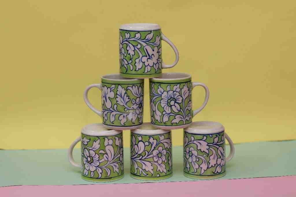 Blue Pottery Mug Set (Set of 6)
