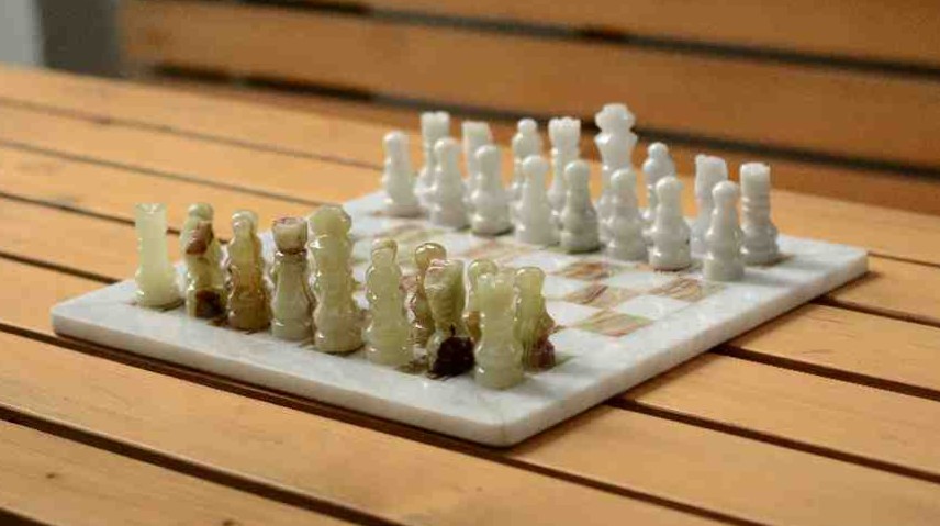 White and Green Marble Chess Set