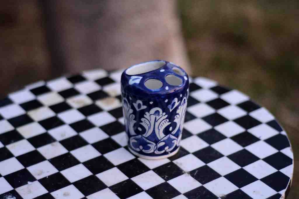 Blue Pottery Pen Holder / Brush Holder