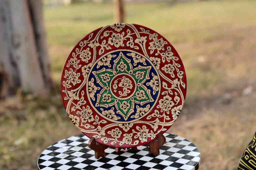 Naqashi Art Hand Painted Wooden Plate