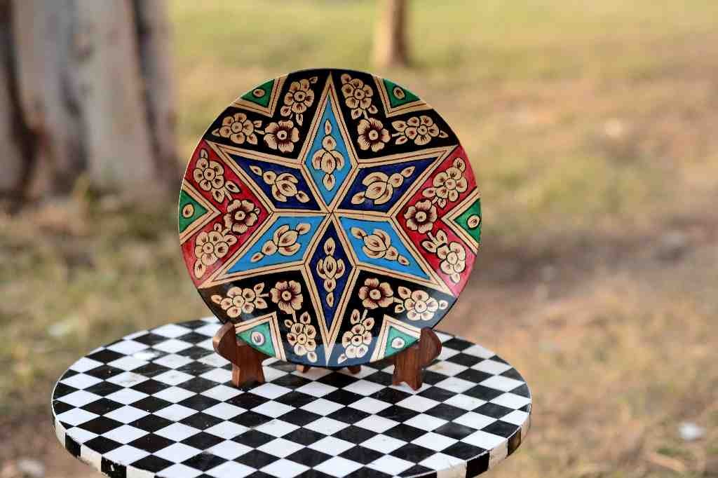 Naqashi Art Hand Painted Wooden Plate