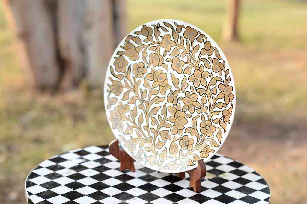 Naqashi Art Hand Painted Wooden Plate