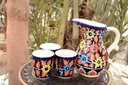 Blue Pottery 6 Glass Water Set