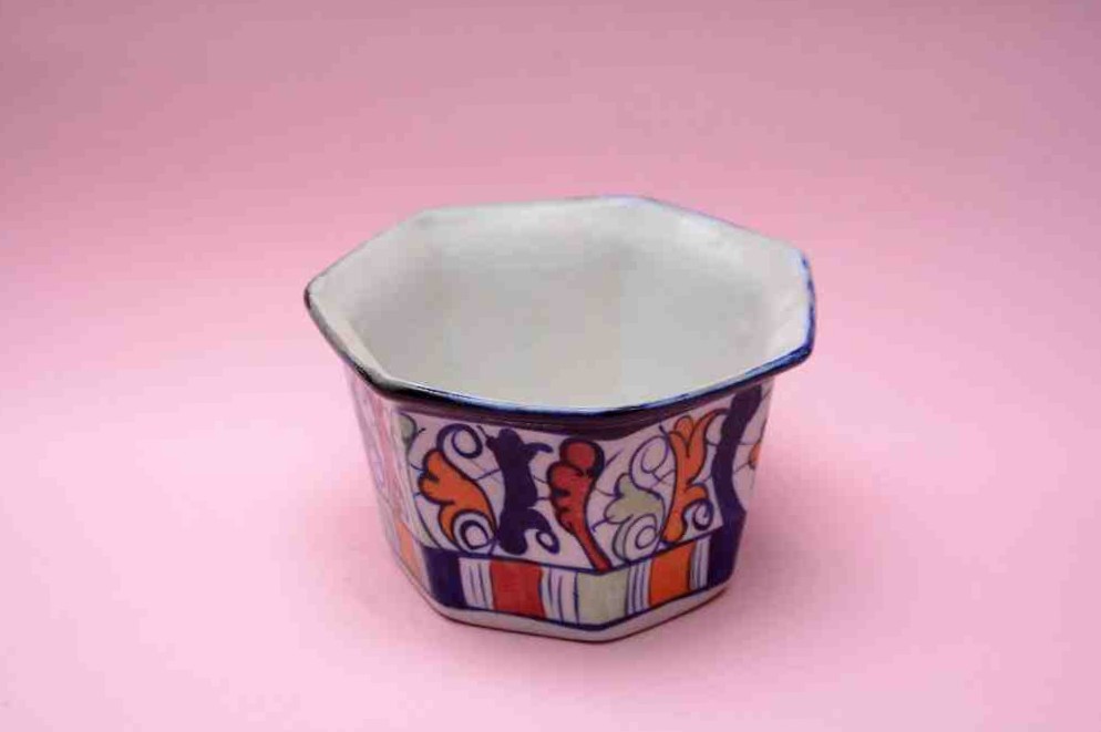 Blue Pottery Hexagon Planter