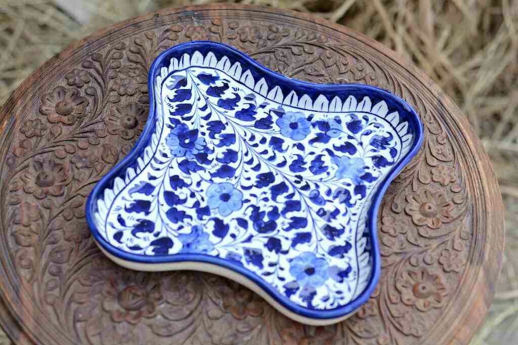 Blue Pottery Star Shape Serving Dish