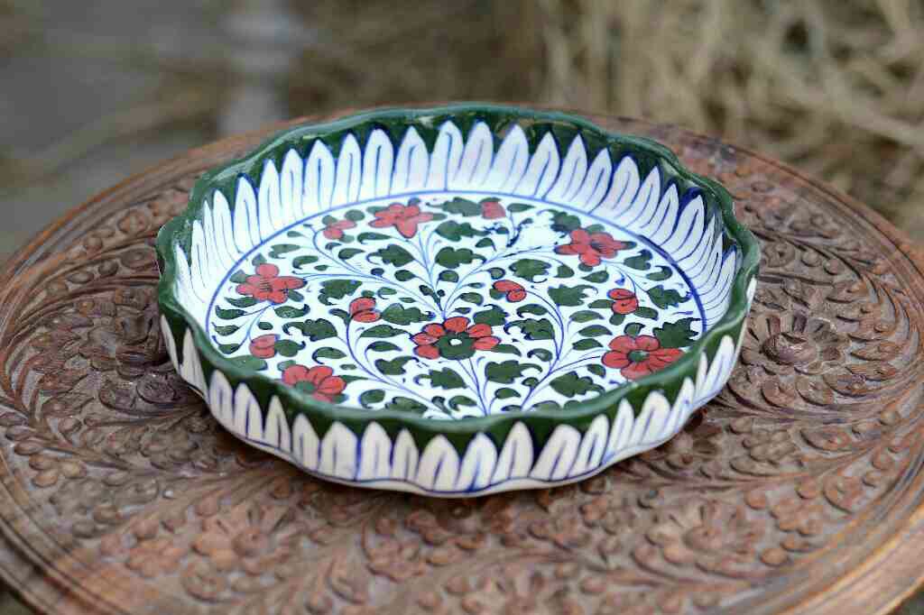 Blue Pottery Apple Dish