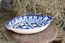 Blue Pottery Oval Shape Rice Tray