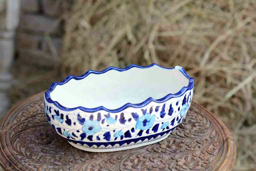 Blue Pottery Fruit Bowl