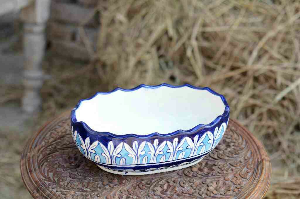 Blue Pottery Fruit Bowl