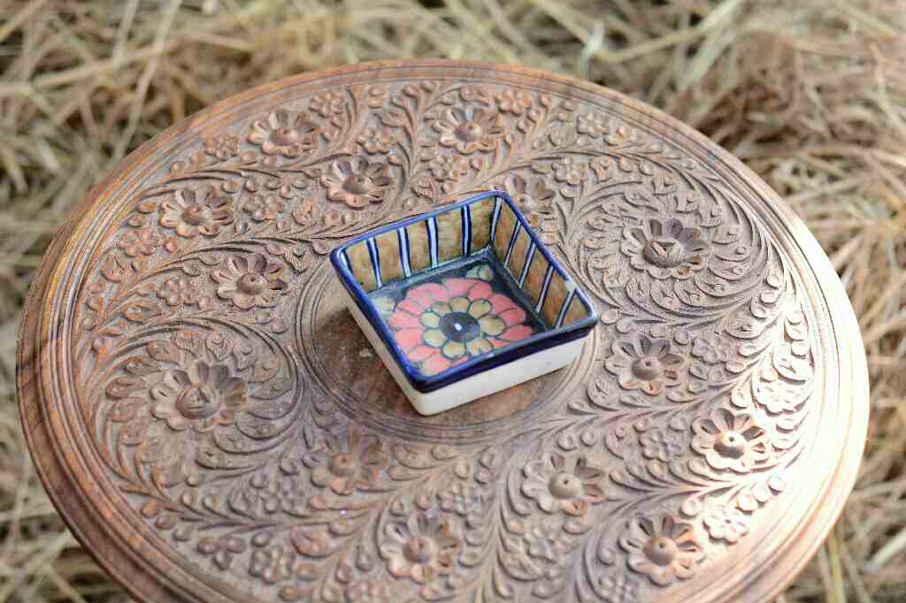 Blue Pottery Square Shaped Butter Cup