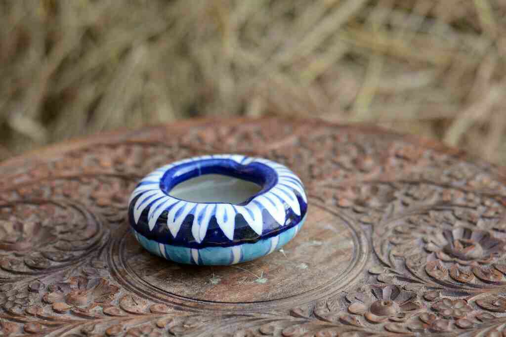 Blue Pottery Round Shaped Ashtray