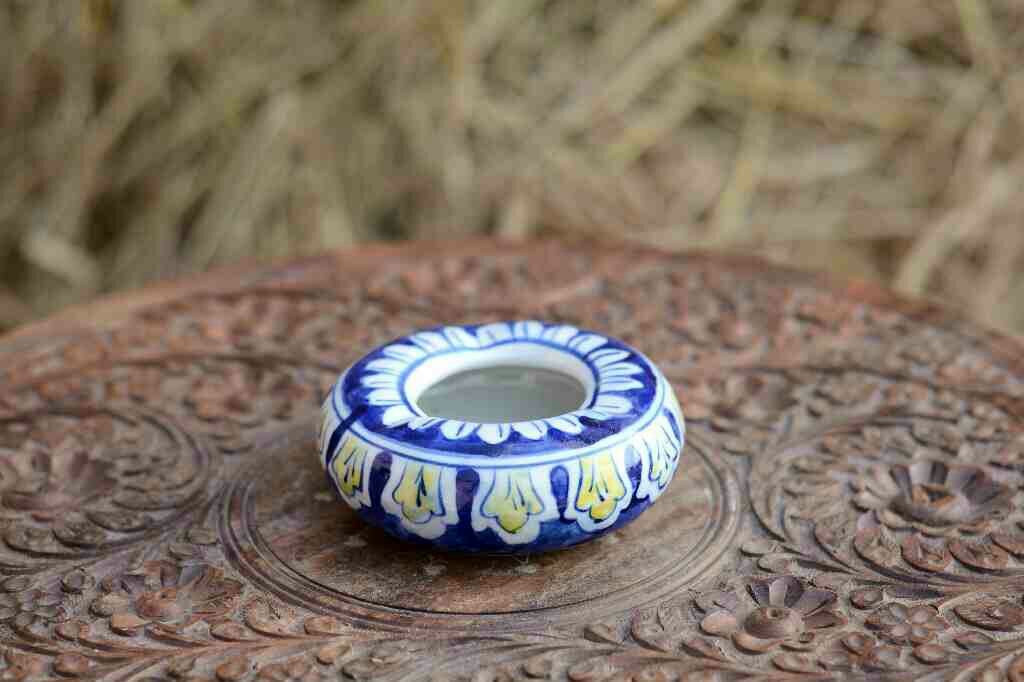 Blue Pottery Round Shaped Ashtray