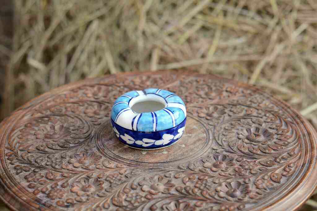 Blue Pottery Round Shaped Ashtray