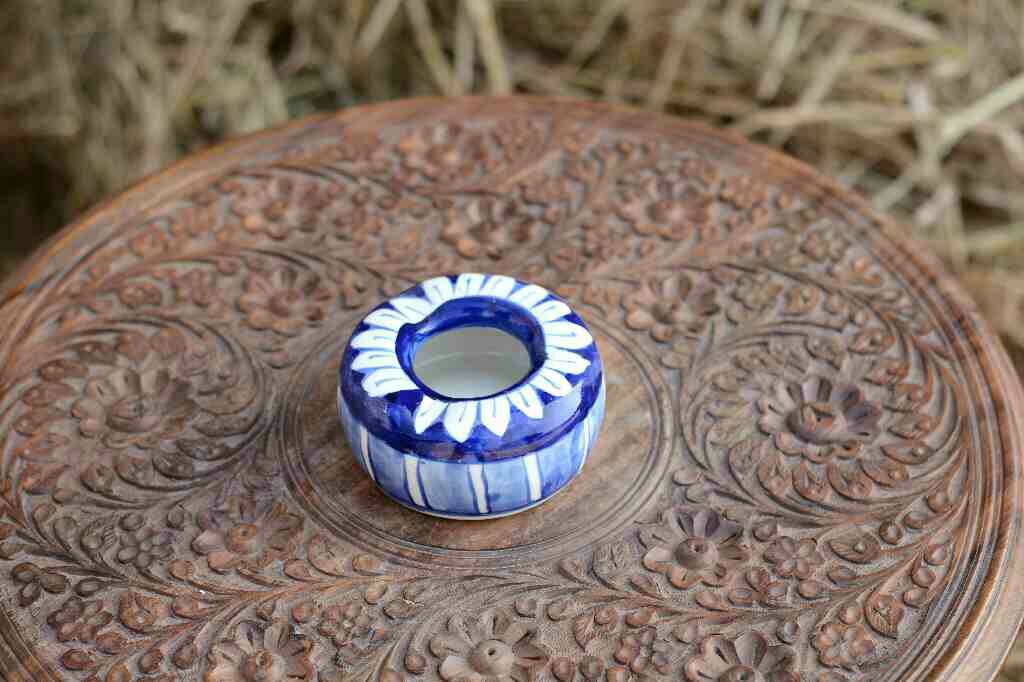 Blue Pottery Round Shaped Ashtray