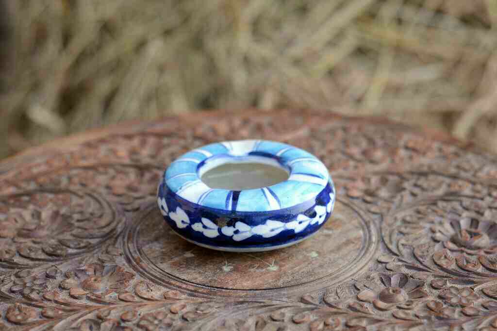Blue Pottery Round Shaped Ashtray