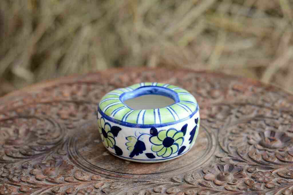 Blue Pottery Round Shaped Ashtray