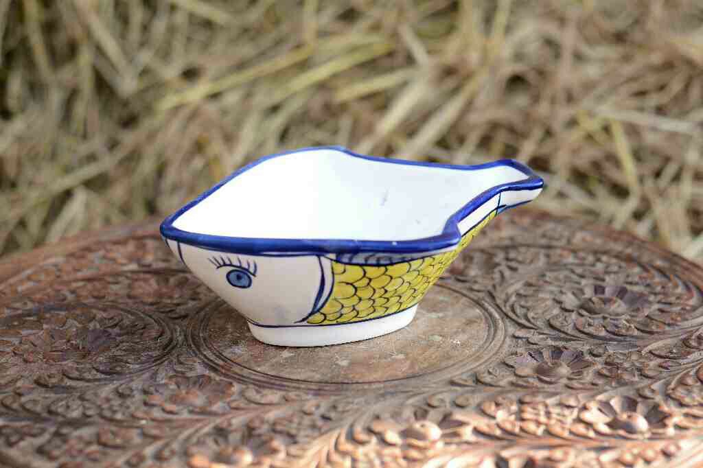 Blue Pottery Fish Design Raita Bowl
