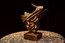 Fiber Abstract Lady Face Hand on Mouth Sculpture Office Home Decor