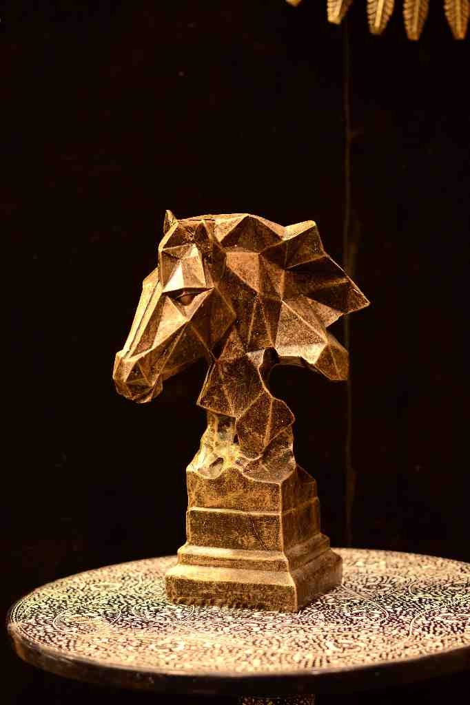 Origami Horse Head Statues Geometry Animal
